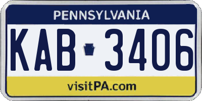 PA license plate KAB3406