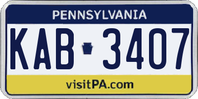PA license plate KAB3407