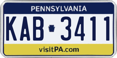 PA license plate KAB3411