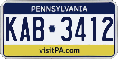 PA license plate KAB3412