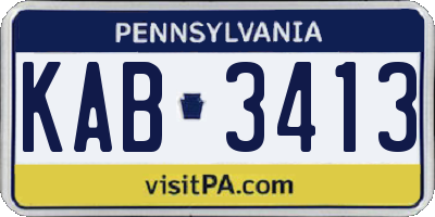 PA license plate KAB3413