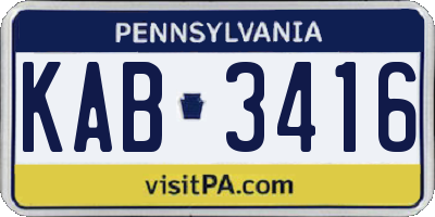 PA license plate KAB3416