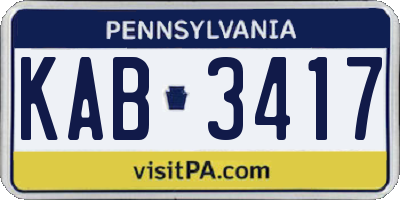 PA license plate KAB3417