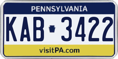PA license plate KAB3422