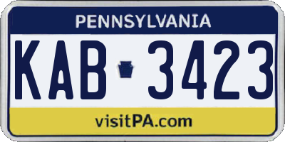PA license plate KAB3423