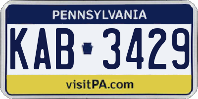 PA license plate KAB3429