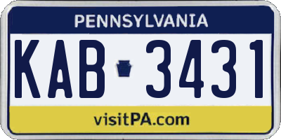 PA license plate KAB3431