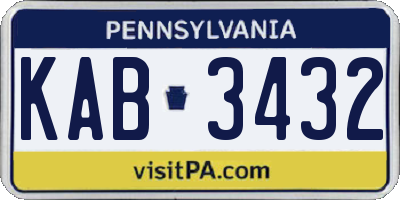 PA license plate KAB3432
