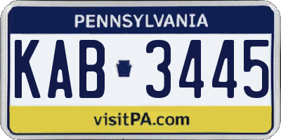 PA license plate KAB3445