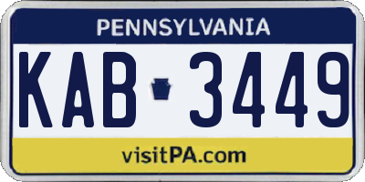 PA license plate KAB3449