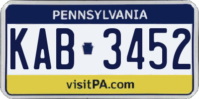 PA license plate KAB3452