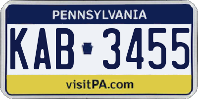 PA license plate KAB3455