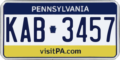 PA license plate KAB3457