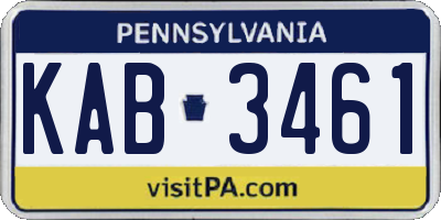 PA license plate KAB3461