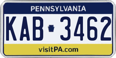PA license plate KAB3462