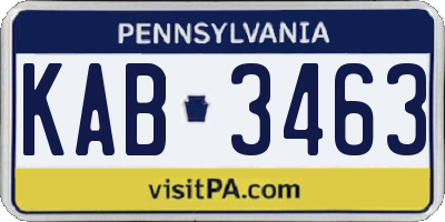 PA license plate KAB3463