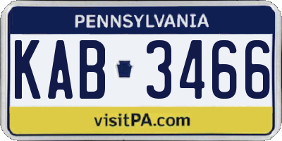 PA license plate KAB3466