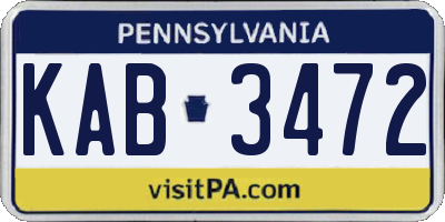 PA license plate KAB3472
