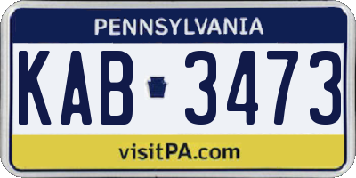 PA license plate KAB3473