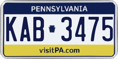 PA license plate KAB3475