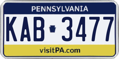 PA license plate KAB3477
