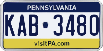 PA license plate KAB3480