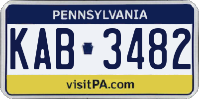 PA license plate KAB3482