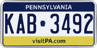 PA license plate KAB3492