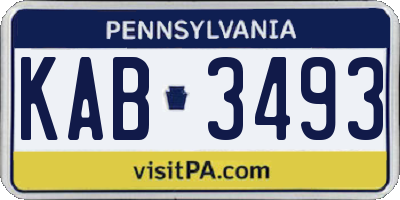 PA license plate KAB3493