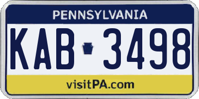 PA license plate KAB3498