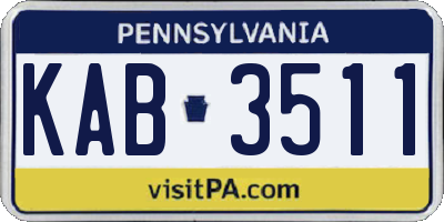 PA license plate KAB3511