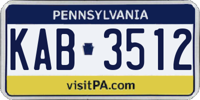 PA license plate KAB3512