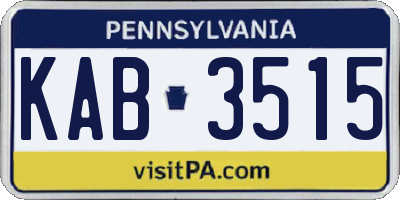 PA license plate KAB3515