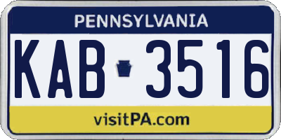 PA license plate KAB3516