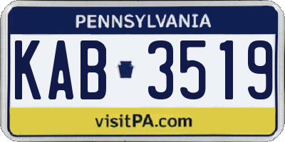 PA license plate KAB3519