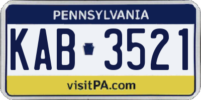 PA license plate KAB3521