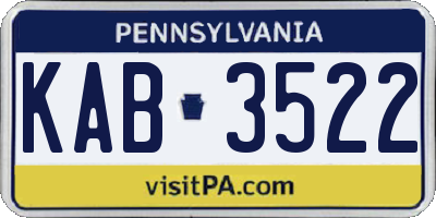 PA license plate KAB3522