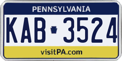 PA license plate KAB3524
