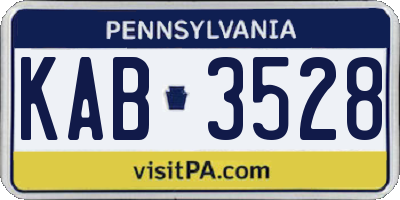 PA license plate KAB3528