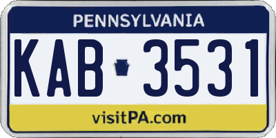 PA license plate KAB3531