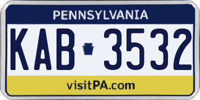 PA license plate KAB3532
