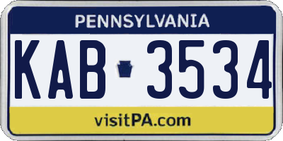 PA license plate KAB3534