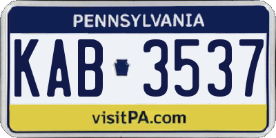 PA license plate KAB3537