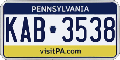 PA license plate KAB3538