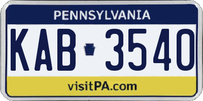 PA license plate KAB3540