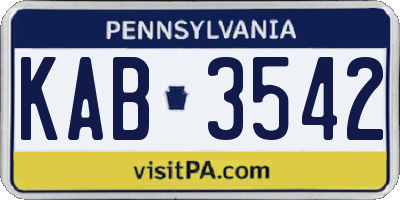 PA license plate KAB3542