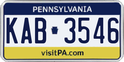 PA license plate KAB3546