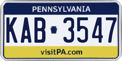 PA license plate KAB3547