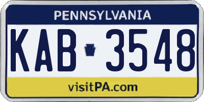 PA license plate KAB3548