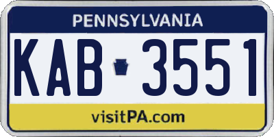 PA license plate KAB3551